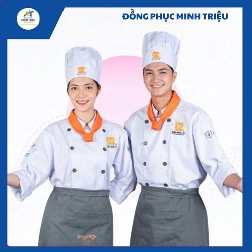 Đồng phục đầu bếp màu trắng năng động