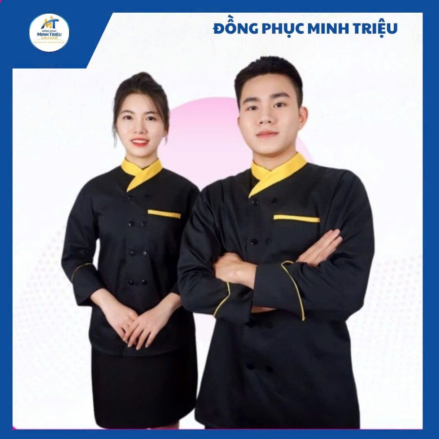 Đồng phục nhà hàng màu đen kèm mũ