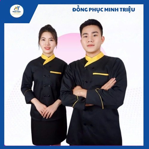Đồng phục nhà hàng màu đen kèm mũ