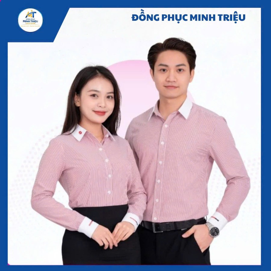 Đồng phục áo sơ mi sọc màu hồng 