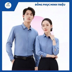 Đồng phục áo sơ mi sọc màu xanh dương
