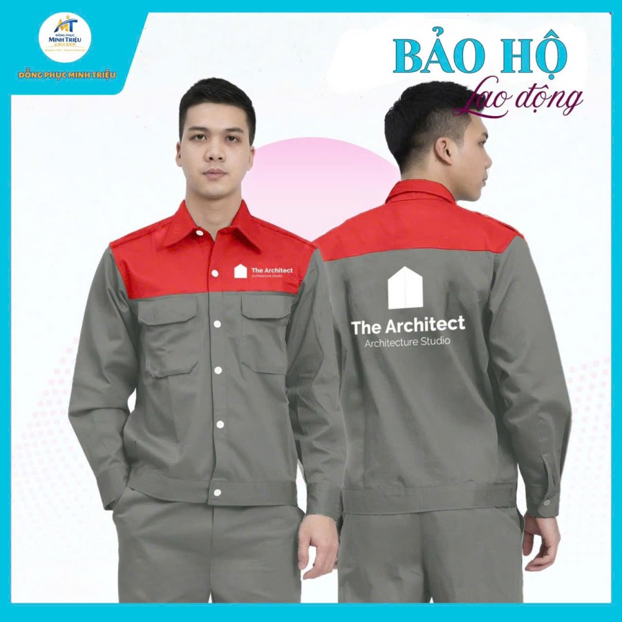 Đồng phục bảo hộ xám đỏ