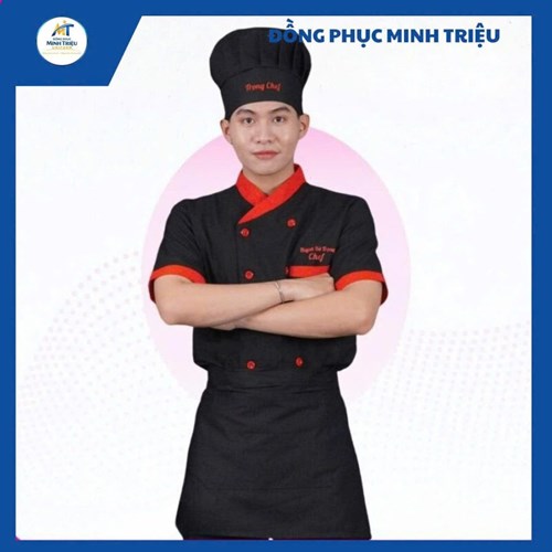 Đồng phục nhà hàng màu đen kèm mũ