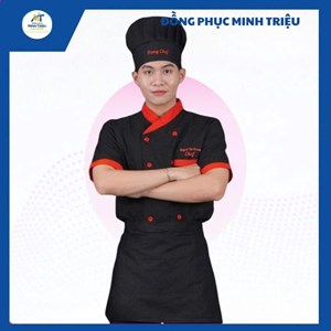 Đồng phục nhà hàng màu đen kèm mũ