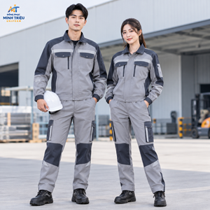 Đồng phục lao động màu xám phối xanh than