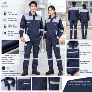 Đồng phục lao động màu xanh navy phối ghi